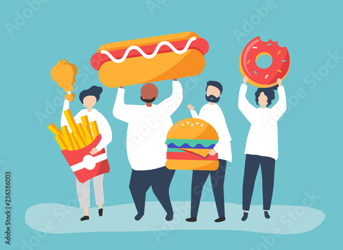 People eating junk food