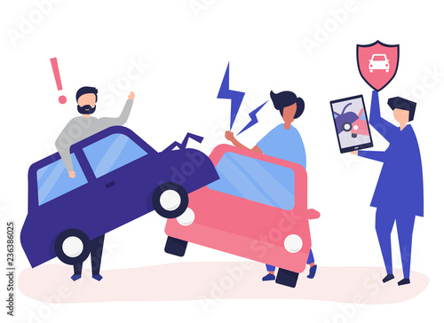An insurance agent resolving a car accident