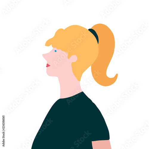 Strong blond woman in profile vector