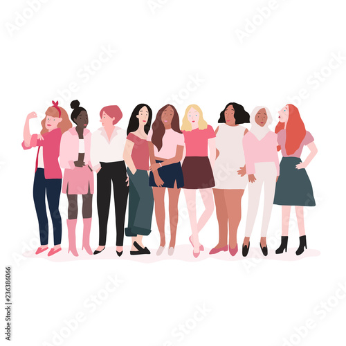 Group of strong women vector