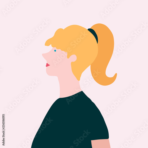 Strong blond woman in profile vector