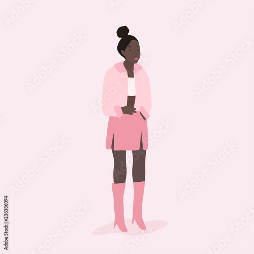 Strong African American woman full body vector