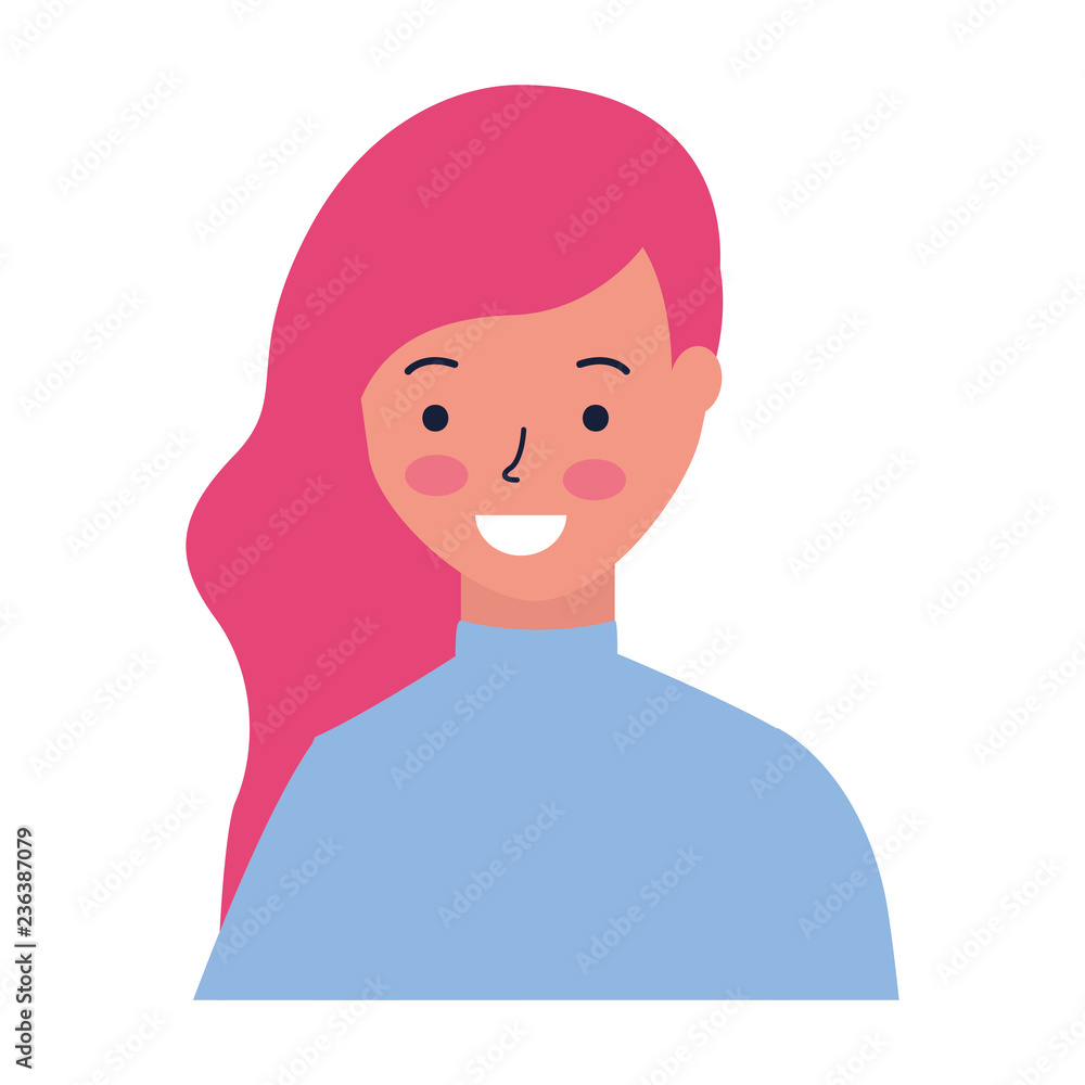portrait woman character on white background portrait woman character on white background