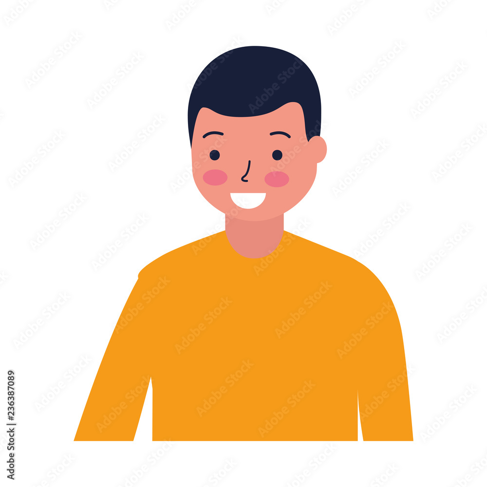 portrait man character on white background