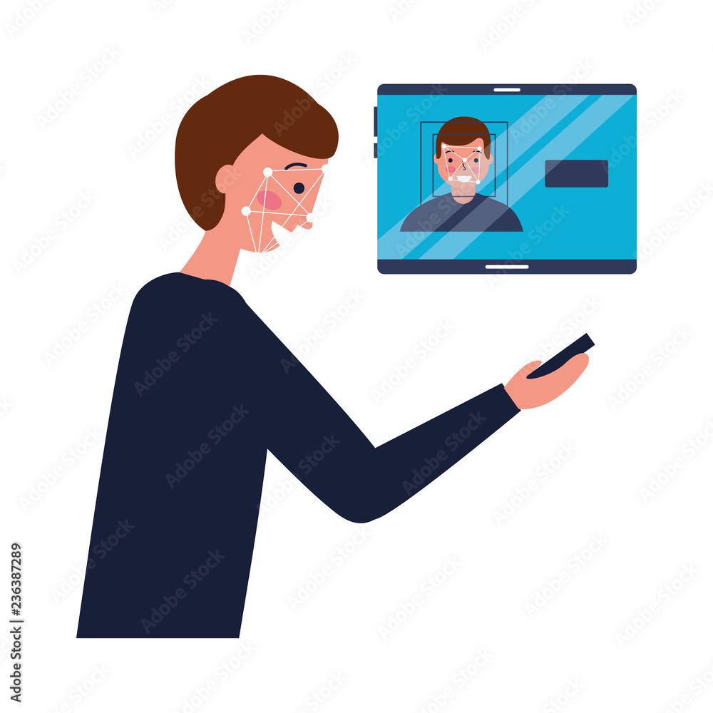 man face scan biometric digital technology man face scan biometric digital technology