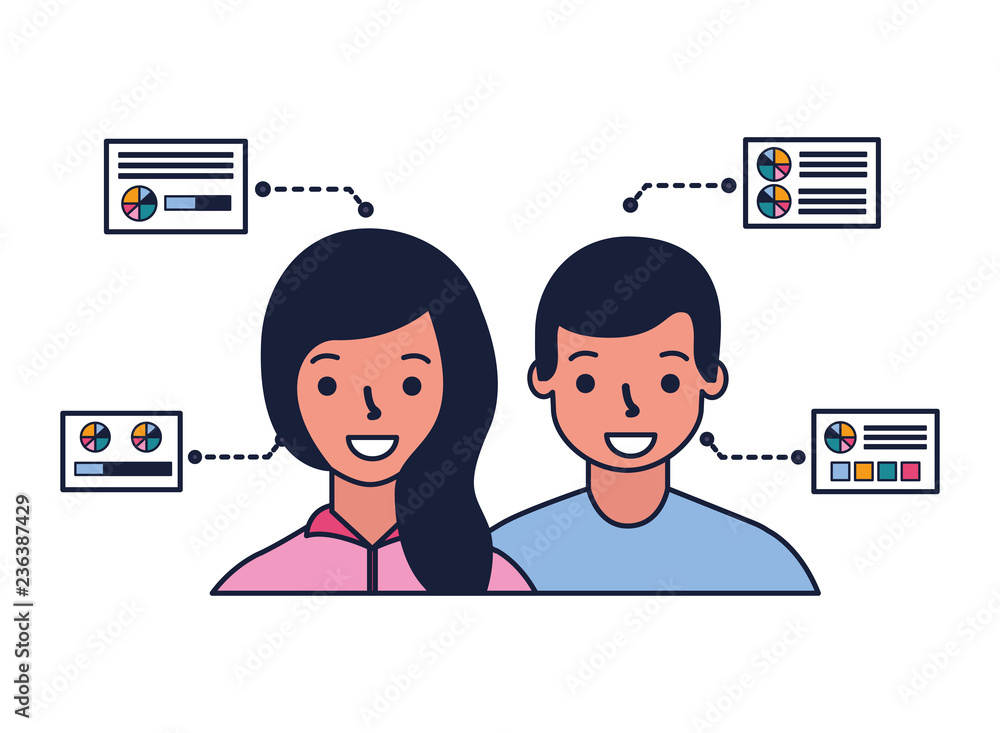 Fototapeta premium man and woman biometric process technology