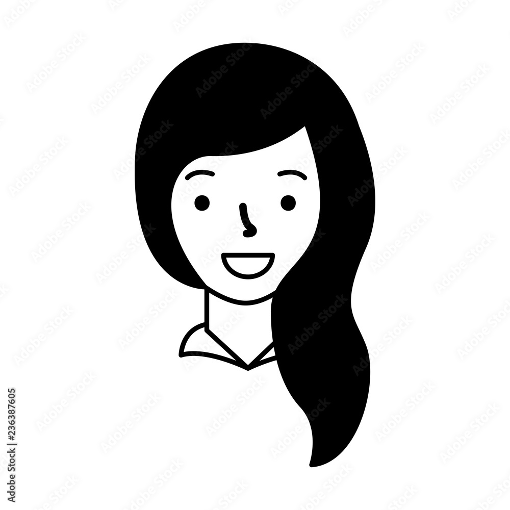 Obraz premium smiling woman face cartoon white background