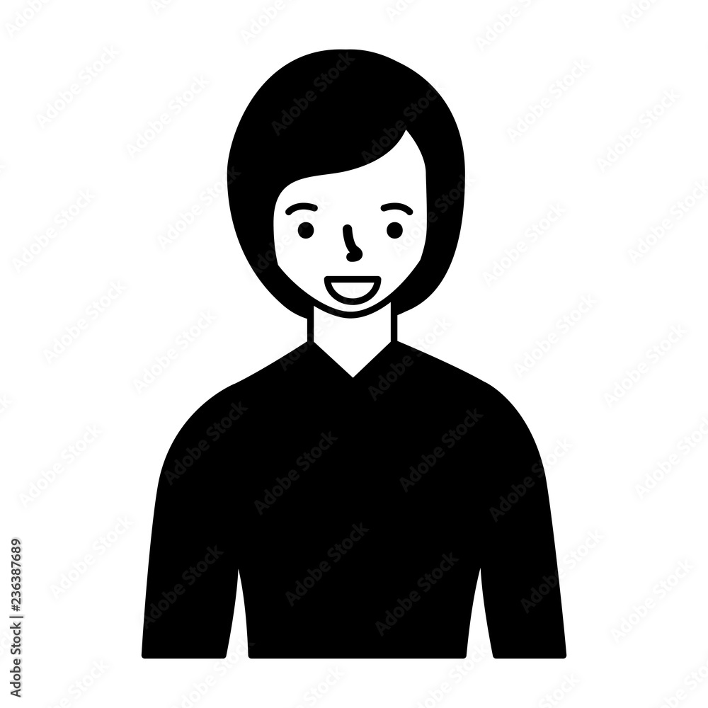 portrait woman character on white background