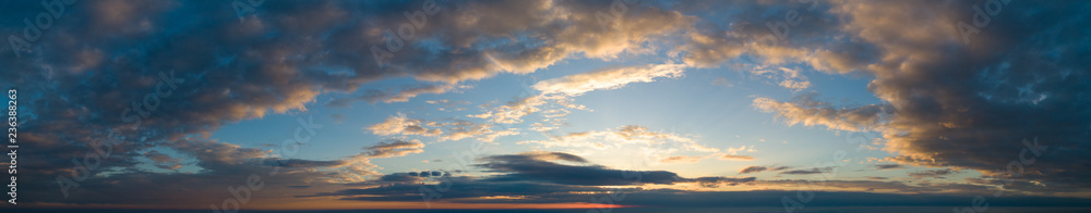 Fototapeta premium Panorama of clouds at sunset