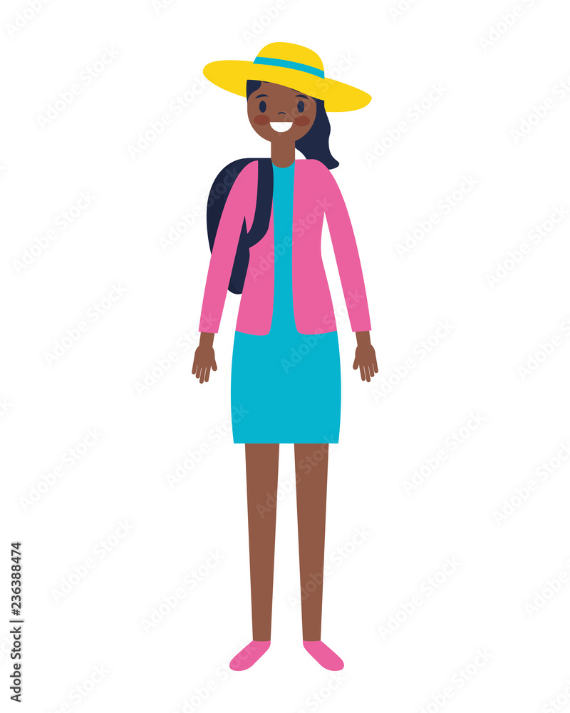 traveler woman tourist on white background traveler woman tourist on white background