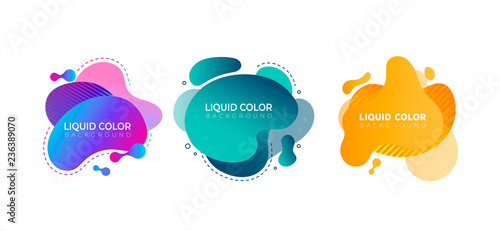 Set of graphic liquid color elements