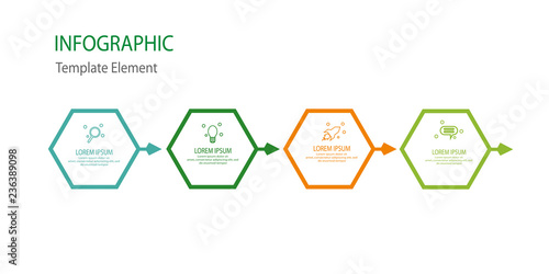 Simple hexagon infographic template with arrow template element