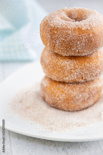 Cinnamon sugar donuts plated