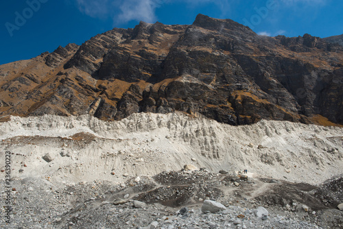Huge glacier on the way to Gokyo village on everest base camp route region,Nepal