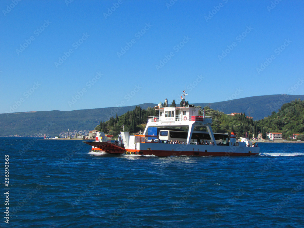 Ferry in Bay of Kotor, Montenegro Ferry in Bay of Kotor, Montenegro