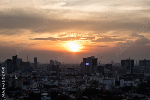 Bangkok thailand - October 30  2018   Bangkok City at evening time  Hight and low Buiding in Bangkok  Thailand