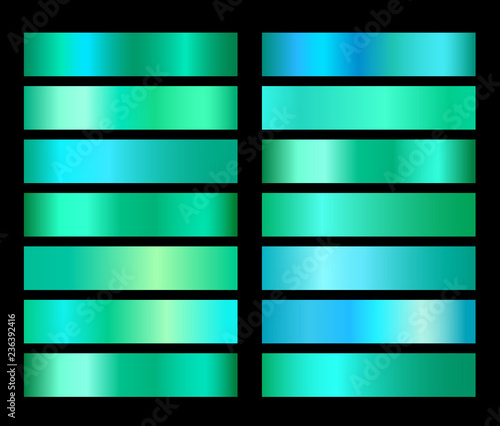 Vector emerald green gradient foil texture gradienats templates set