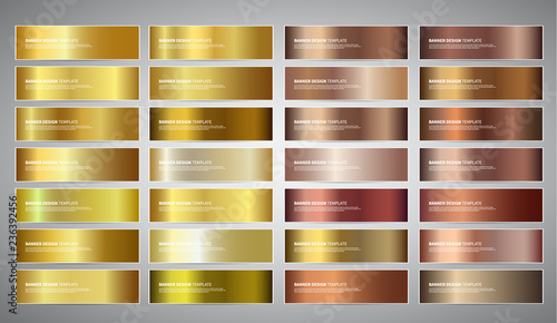 Vector Banners with gold and bronze gradient backgrounds