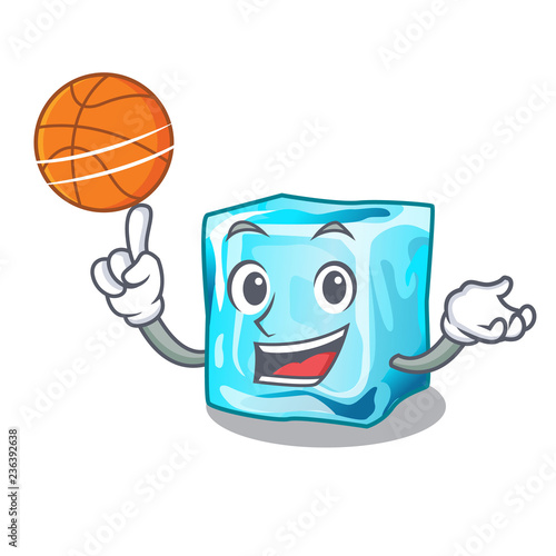With basketball Ice cubes shape on the cartoon