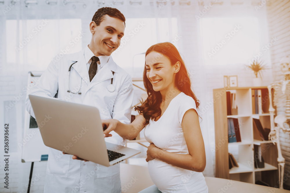 Pregnant Girl at the Gynecologist Doctor Pregnant Girl at the Gynecologist Doctor