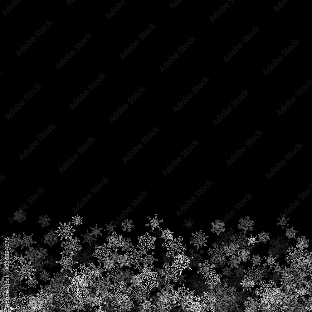 Snowfall with random snowflakes in the dark Snowfall with random snowflakes in the dark
