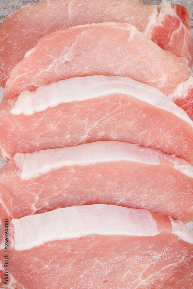 Slices of fresh loin for cooking meal Slices of fresh loin for cooking meal