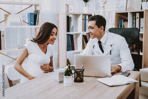 Pregnant Girl at the Gynecologist Doctor