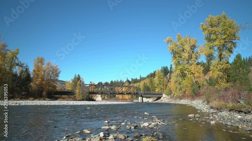 Kettle Valley Rail Bridge, BC 4K UHD. The historic Kettle Valley Rail Bridge #6 over the Tulameen River. Now part of the Trans Canada Trail system. Princeton BC. photo