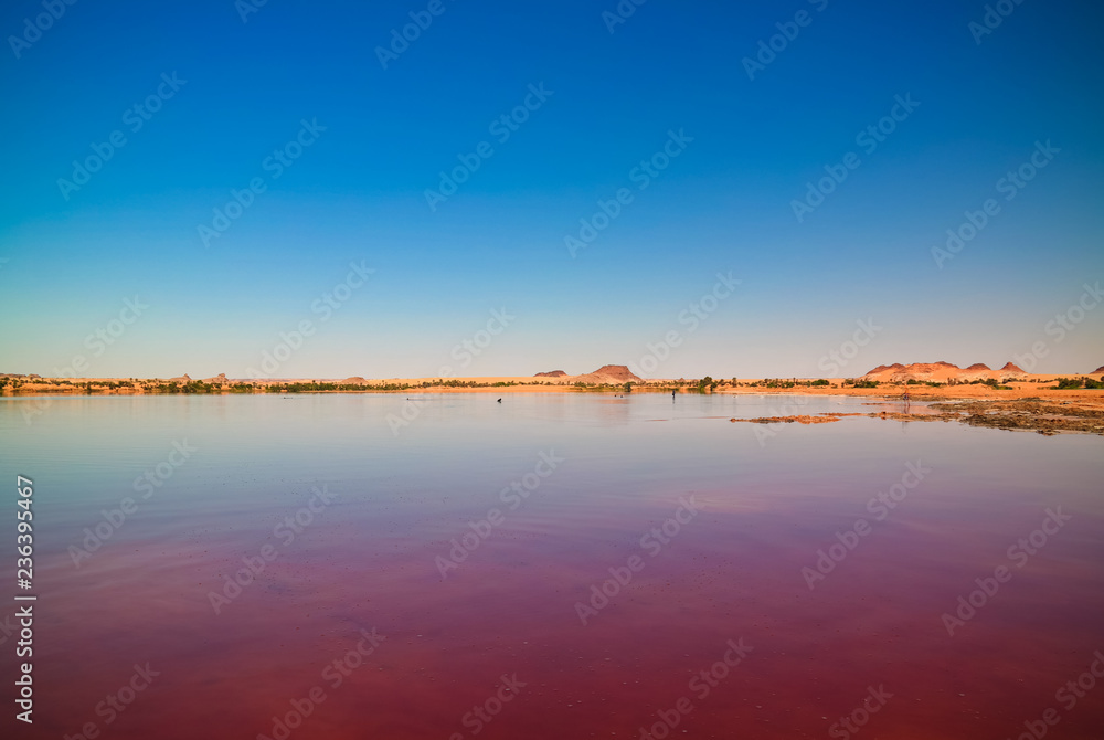 Panoramic view to Katam aka Baramar lake group of Ounianga kebir lakes at the Ennedi, Chad