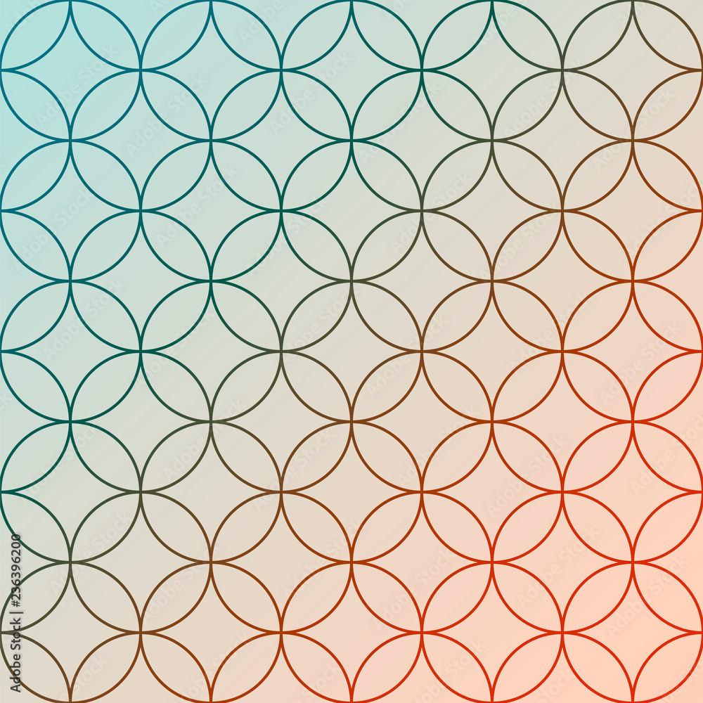 Naklejka premium Bright abstract geometric background with overlapping circles. Vector pattern.