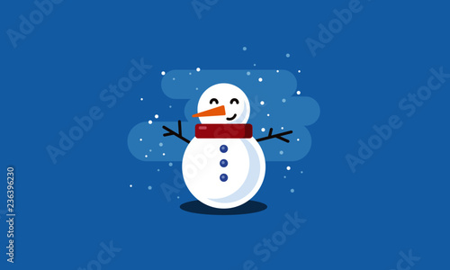 Snowman Vector Illustration in Flat Style Design