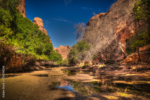 Panorama inside canyon aka guelta Bashikele in East Ennedi, Chad