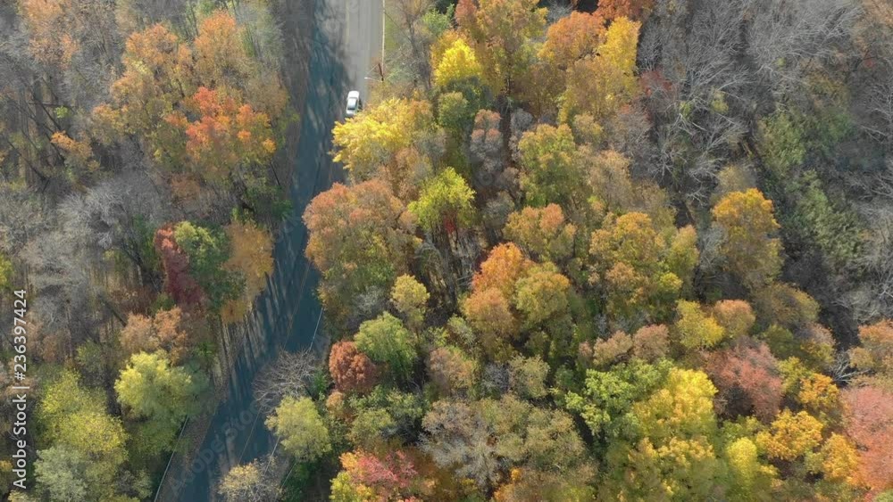 Aerial of Mohonk Mountain in New Paltz, New York during Fall Aerial of Mohonk Mountain in New Paltz, New York during Fall