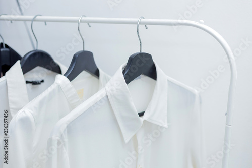 Formal shirts hanging on a hanger