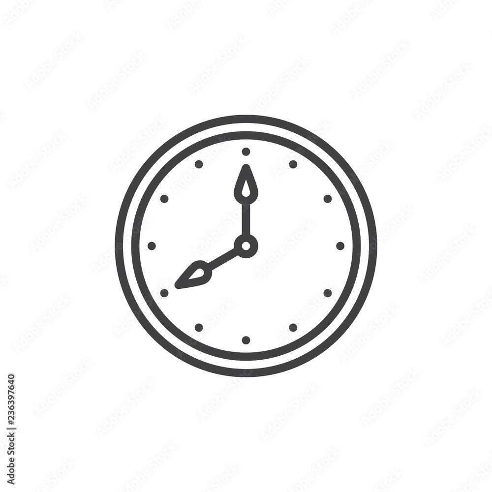 Office Clock outline icon. linear style sign for mobile concept and web design. Wall clock simple line vector icon. Symbol, logo illustration. Pixel perfect vector graphics Office Clock outline icon. linear style sign for mobile concept and web design. Wall clock simple line vector icon. Symbol, logo illustration. Pixel perfect vector graphics