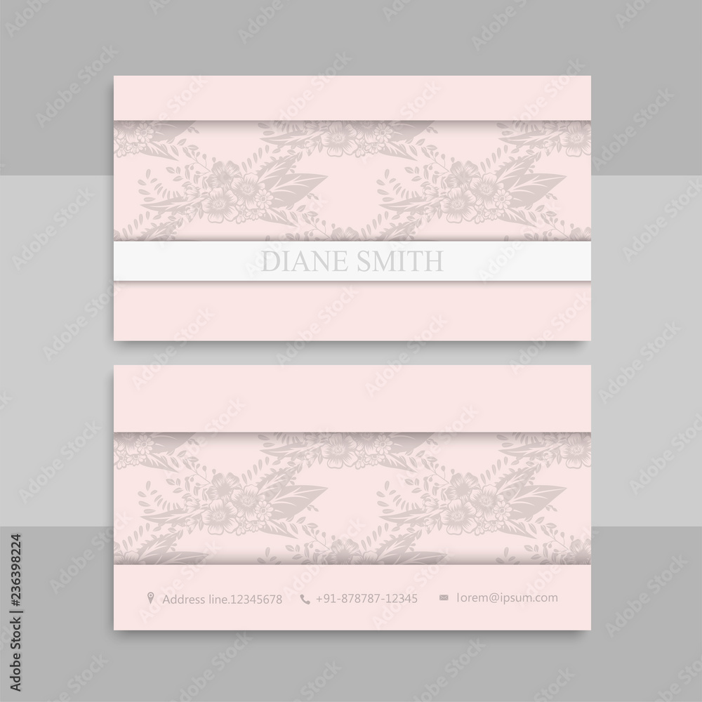 Business card with beautiful flowers. Template Business card with beautiful flowers. Template