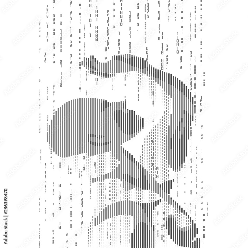 binary rain and digital man, concept of digital technology binary rain and digital man, concept of digital technology