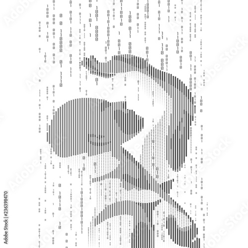 binary rain and digital man, concept of digital technology