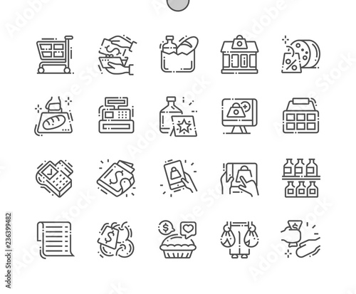 Supermarket Well-crafted Pixel Perfect Vector Thin Line Icons 30 2x Grid for Web Graphics and Apps. Simple Minimal Pictogram