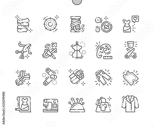 Sewing Well-crafted Pixel Perfect Vector Thin Line Icons 30 2x Grid for Web Graphics and Apps. Simple Minimal Pictogram