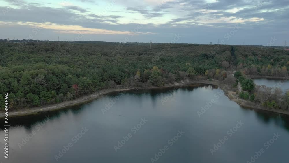 Aerial of Mohonk Mountain in New Paltz, New York during Fall Aerial of Mohonk Mountain in New Paltz, New York during Fall