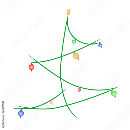 Vector colorful Christmas tree decorate with light ball