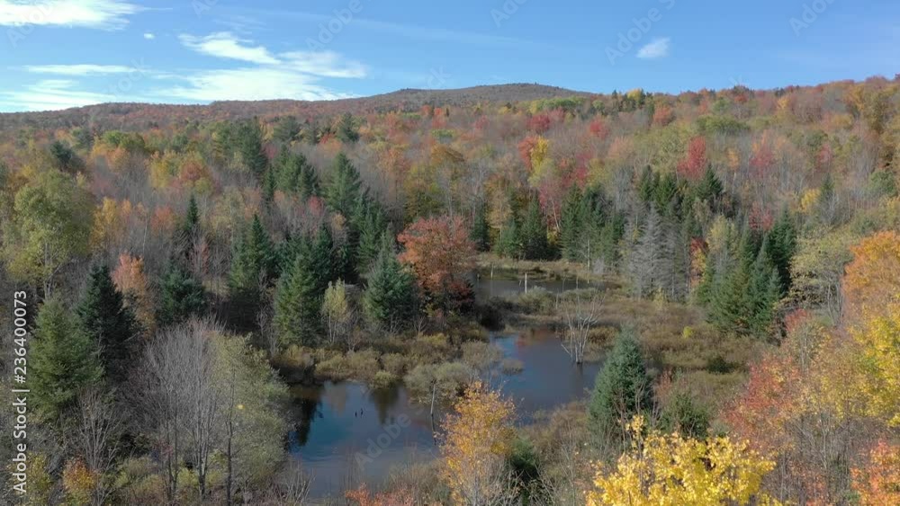 Aerial of Mohonk Mountain in New Paltz, New York during Fall Aerial of Mohonk Mountain in New Paltz, New York during Fall