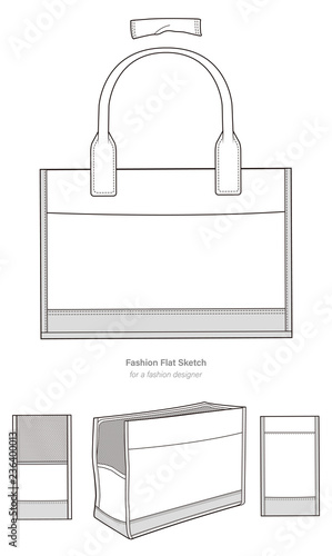 Pet Canvas Carrier flat technical drawing template