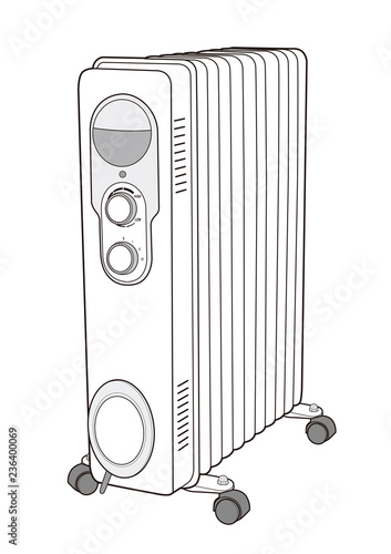 Column Radiator flat technical drawing template