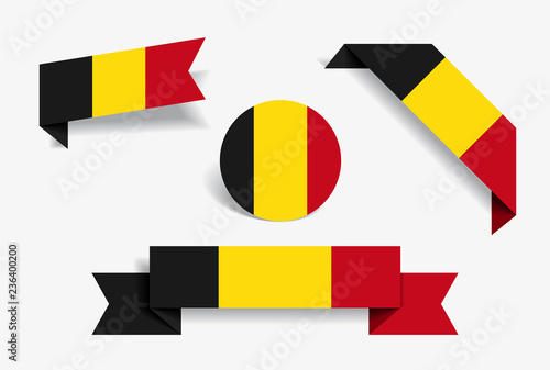 Belgian flag stickers and labels. Vector illustration.