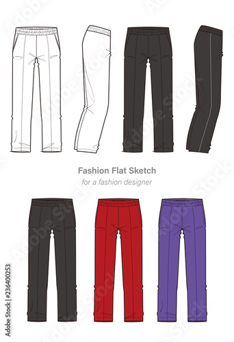 Pants Fashion technical drawings vector template