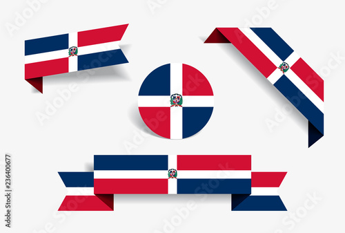 Dominican Republic flag stickers and labels. Vector illustration.