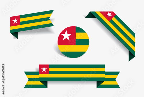 Togolese flag stickers and labels. Vector illustration.