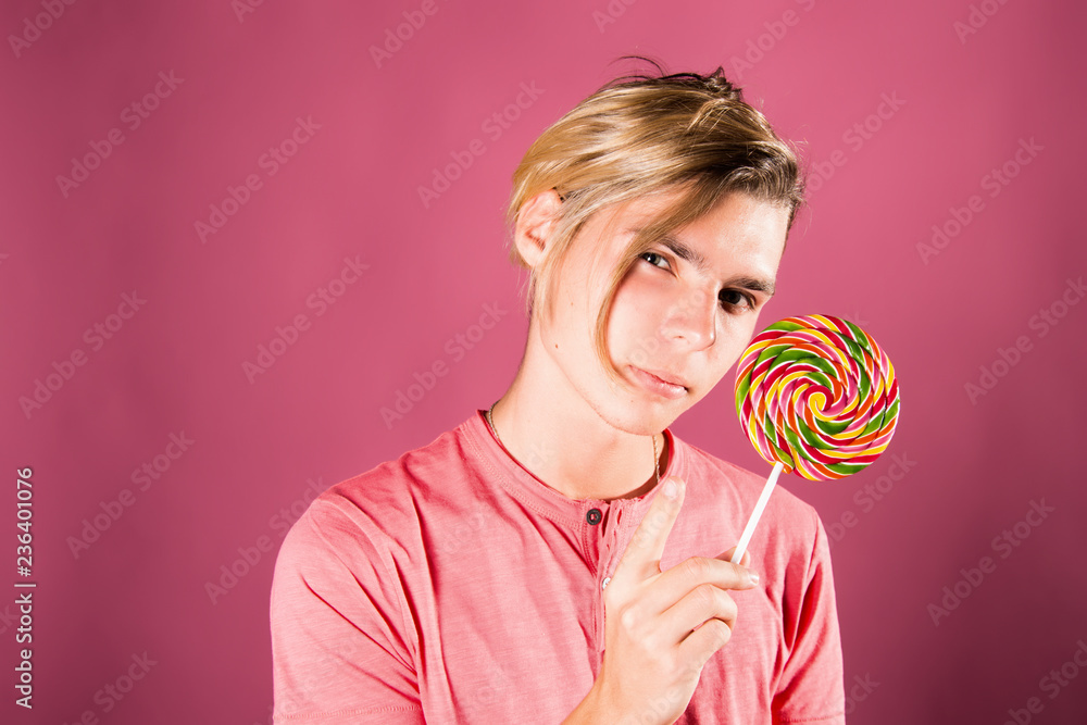 Valentine's Day candy and attractive guy.
